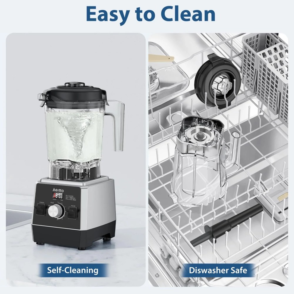 Aeitto Blender for Kitchen, 68oz 1800W Smart Blender for Smoothies withStainless Steel 6-Blade, 7 Preset Programs, Digital Timer & Custom Speed Control - Image 3