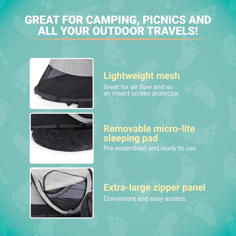 KidCo P4012 - Peapod Plus Portable Mesh Baby Toddler Travel Tent & Storage Bag, Play Tent, Pack and Play, Extra Room, Ages 6 Months - 5 Years (Midnight) - Image 4