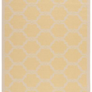 SAFAVIEH Courtyard Estelle Geometric Indoor/Outdoor Area Rug, Yellow/Beige, 5'3" x 7'7"
