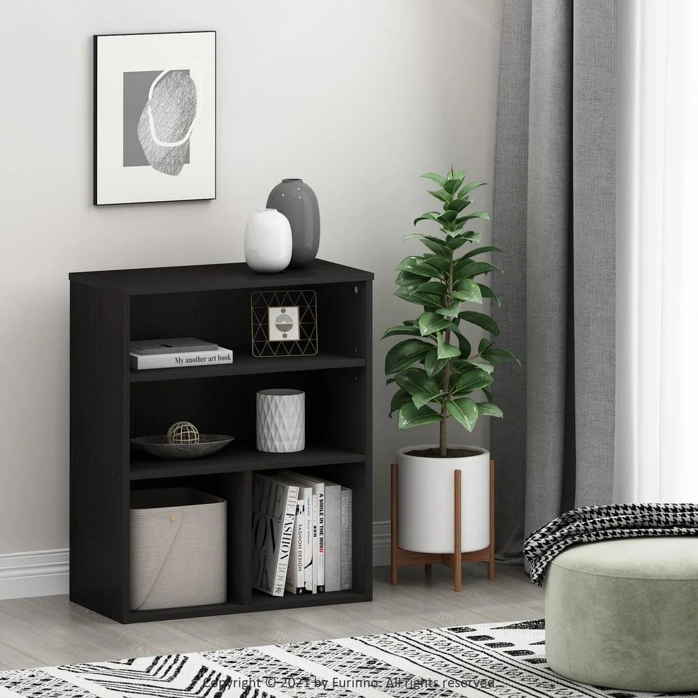 Furinno Pasir 3 Tier Display Bookcase,Black Oak