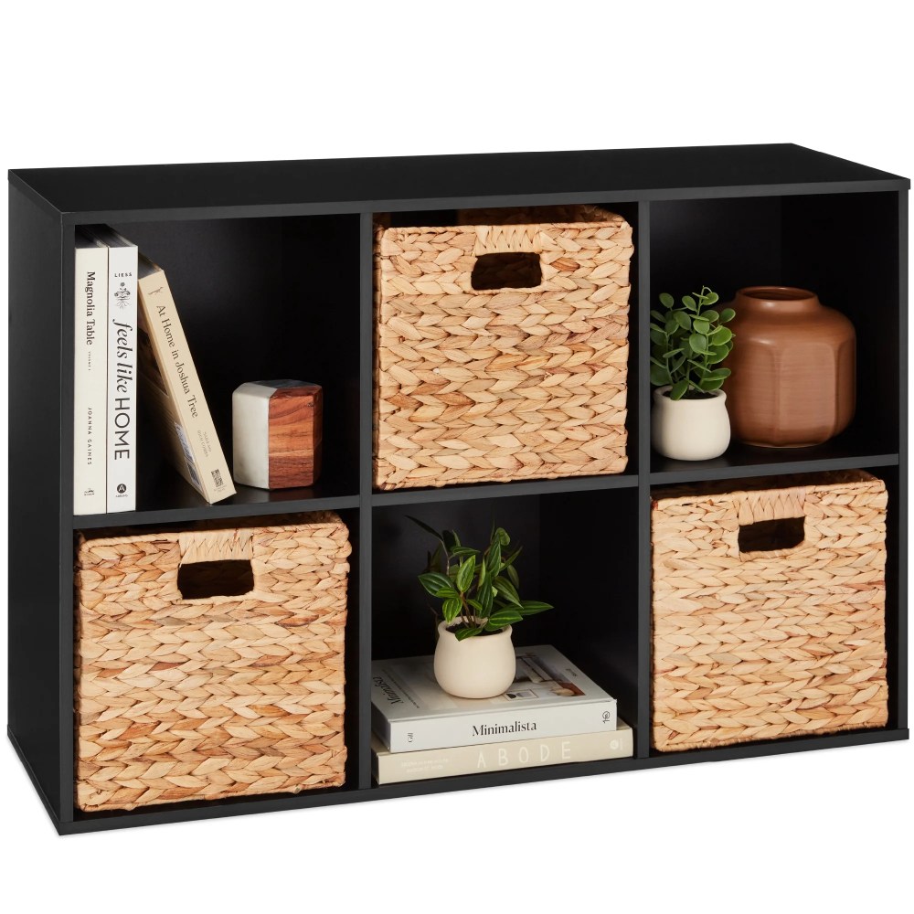 Best Choice Products 6-Cube Bookshelf,11in Display Storage System,Organizer w/ Removable Back Panels - Black