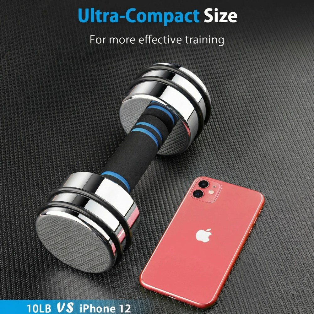 Northdeer Adjustable Dumbbells Pair Steel Weight Set 10lb Weights for Lifting Gym Fitness with Foam Handle, Silver - Image 6