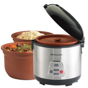 VitaClay 2-in-1 Organic Rice N' Slow Cooker in Clay Pot (6 cup / 3 Qt)