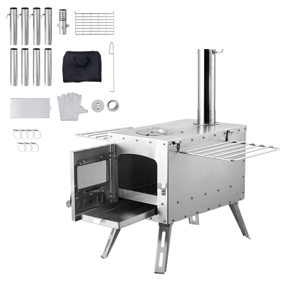VEVOR Portable Wood Stove Camping Tent Stove Outdoor-1646in, 54 lbs, Red