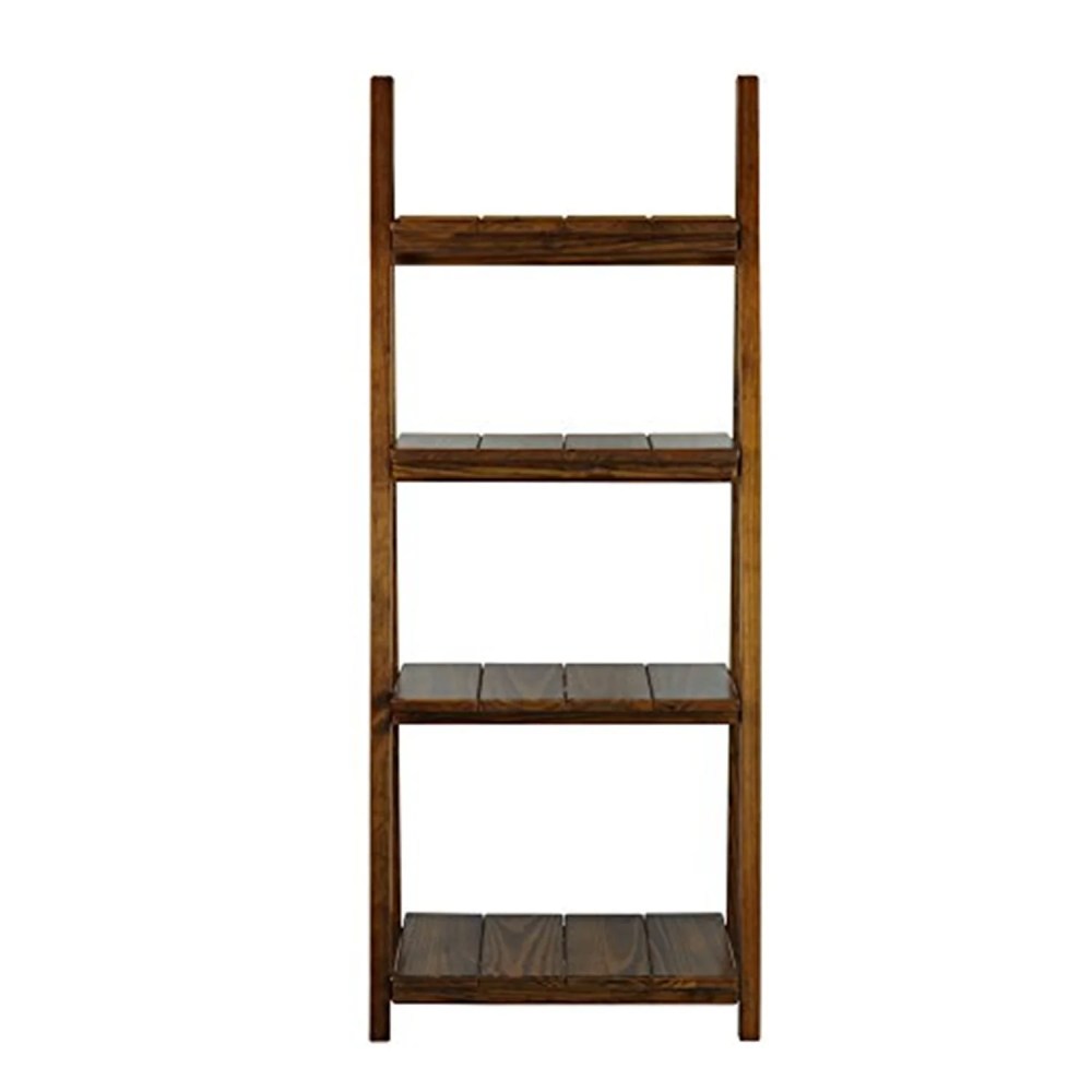 Casual Home Manhasset Slatted 4-Shelf Folding Bookcase-Warm Brown
