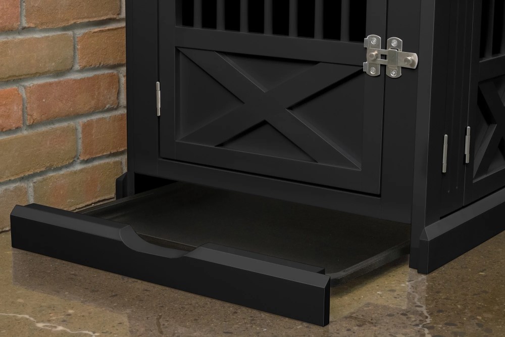 Contemporary Home Living 30.5" Black Rectangular Medium Slide Triple Door Dog Crate - Image 3