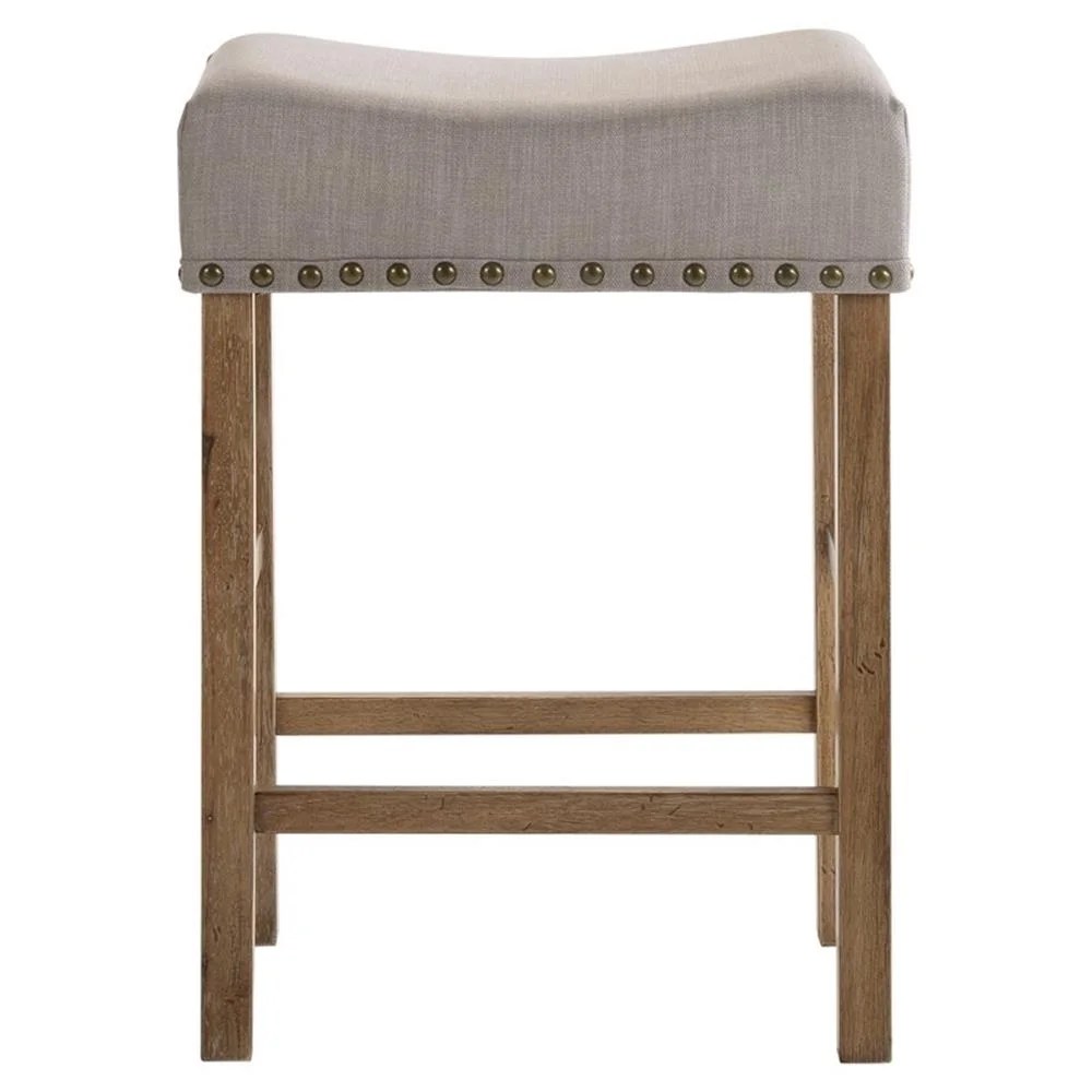 ACME Martha II Counter Height Stool in Tan Linen and Weathered Oak (Set of 2) - Image 7