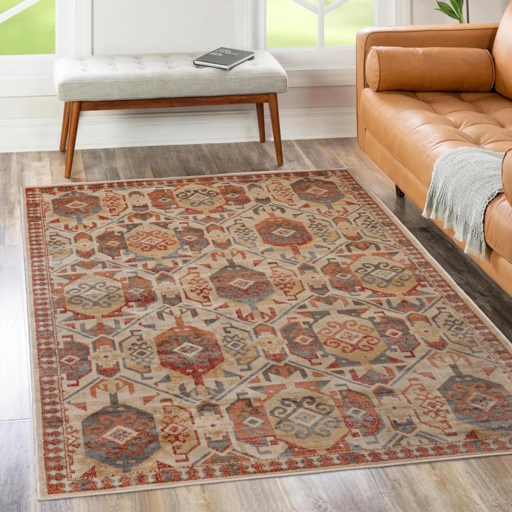 Superior Zuleyka Aztec Southwestern Indoor Area Rug, 5" x 8", Rust