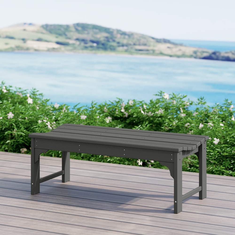 WestinTrends Malibu 46" length backless Outdoor Garden Bench,Gray