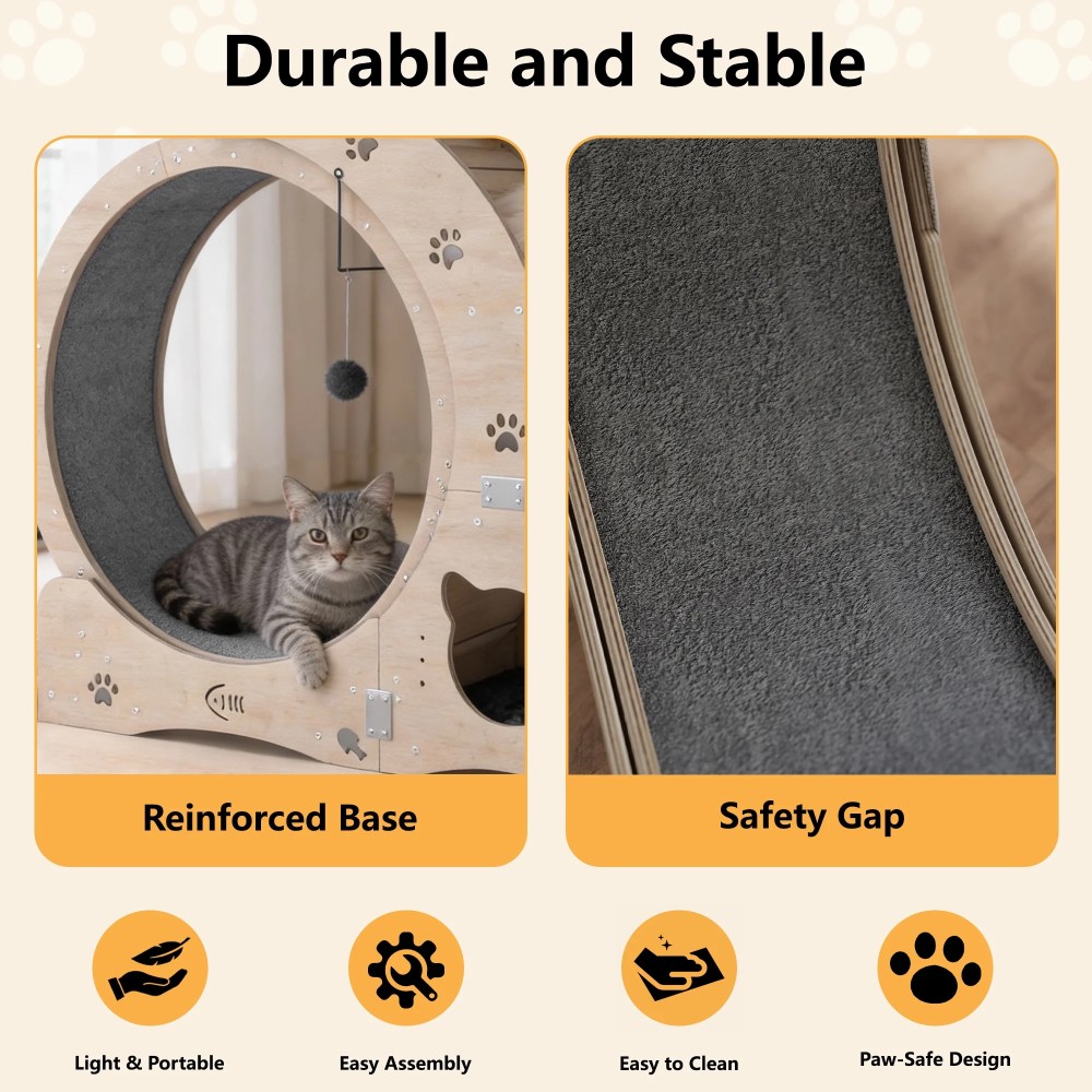 FOOWIN 7-in-1 Cat Exercise Wheel, 40" Cat Running Wheel for Indoor Cats - Image 3