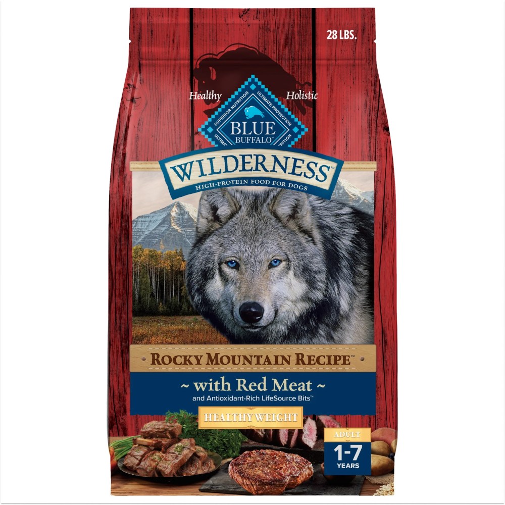 Blue Buffalo Wilderness Rocky Mountain Recipe Healthy Weight Dry Dog Food, Red Meat, 28-lb