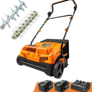 LawnMaster 48V MAX Brushless 16" Cordless Scarifier & Dethatcher with Removable Thatch Collection Bag Quick-Fold-CLGVB4816
