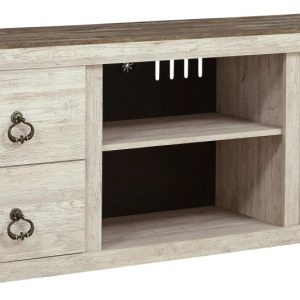 Signature Design by Ashley Willowton TV Stand with Fireplace Option,Whitewash,Coastal Entertainment Center for TVs up to 65" with Storage