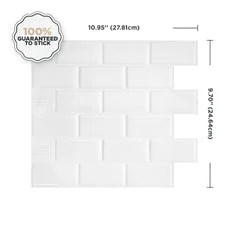 Smart Tiles Peel and Stick Backsplash,10 Adhesive Tiles,Subway White,10, 95"x9, 7" - Image 4