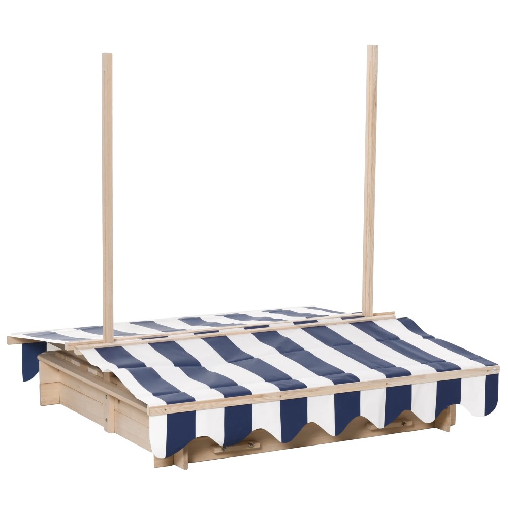 Outsunny Covered Sandbox with Lid & Adjustable Canopy for Kids, Wooden - Image 7