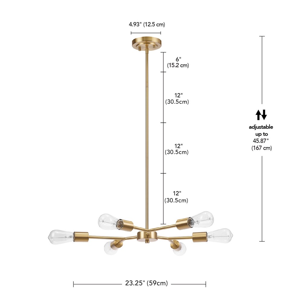 Globe Electric Tetra 6 Light Gold Chandelier, 91004450 - Image 4