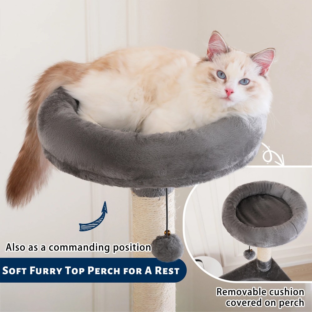 Vibrant Life 70" Cat Tree for Indoor Cat, Multi-Level Cat Tower with Scratching Posts, Gray - Image 3