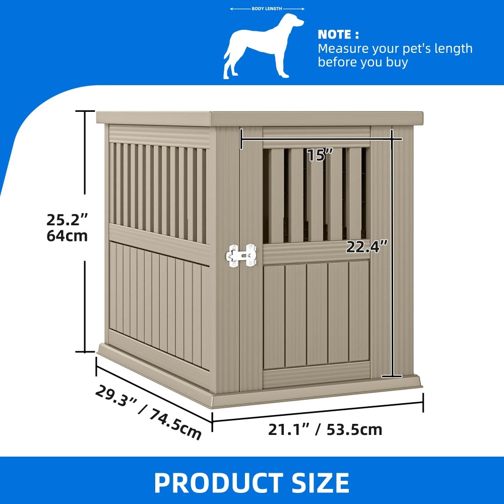 Dextrus Pet Dog Crate Furniture End Table, Waterproof Indoor Kennel for Small to Medium Dogs, Brown - Image 3