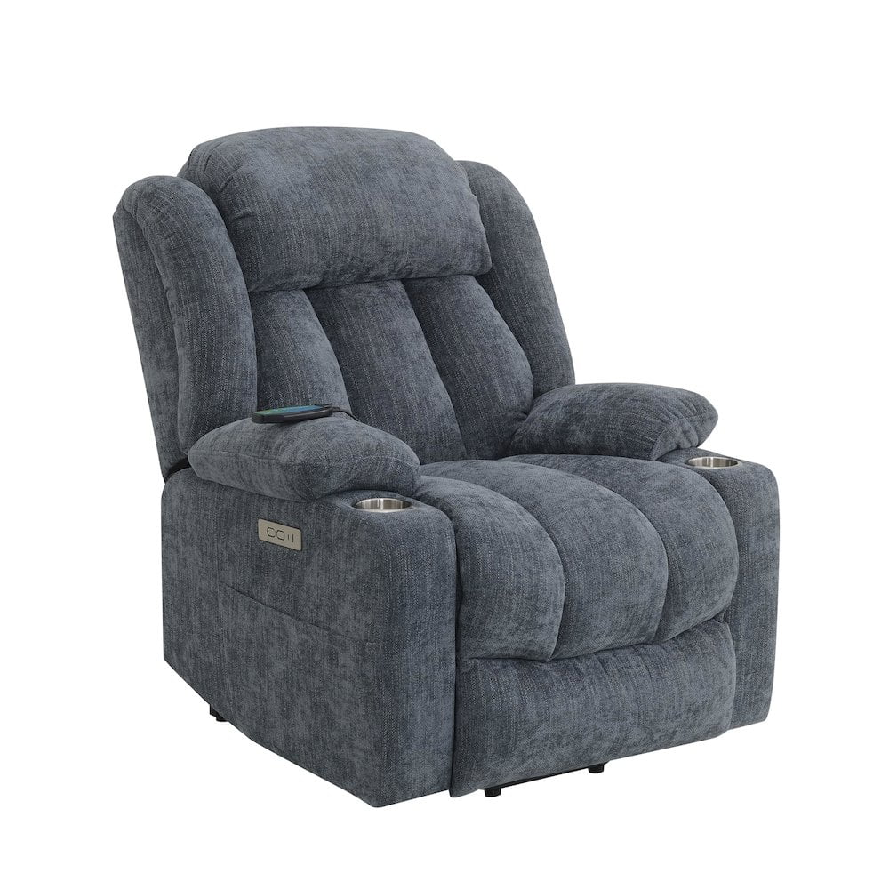 ACME Omarion Velvet Power Recliner with Lift/Heating and Massage in Blue