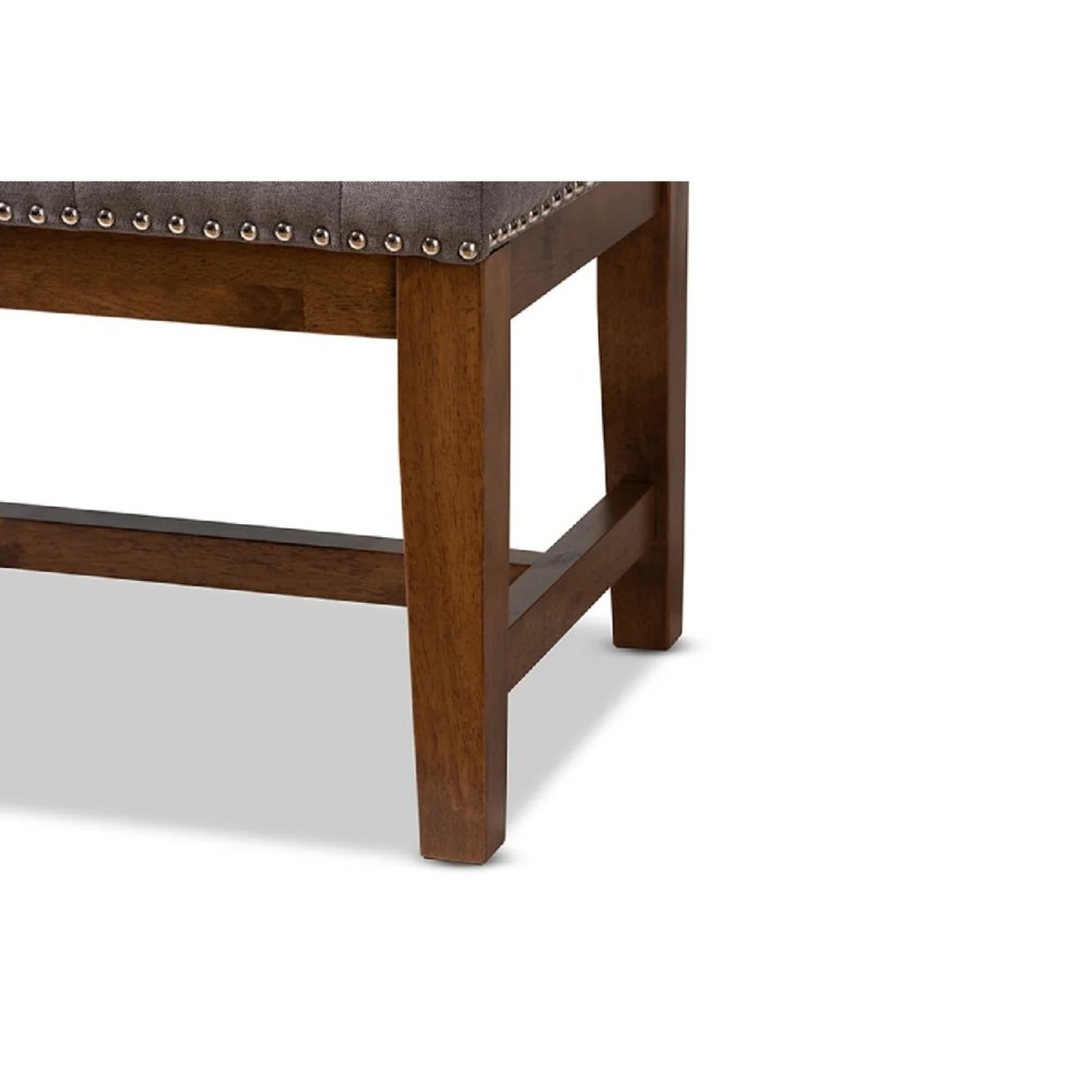 Baxton Studio Ainsley Modern and Contemporary Grey Fabric Upholstered Walnut Finished Solid Rubberwood Bench - Image 3