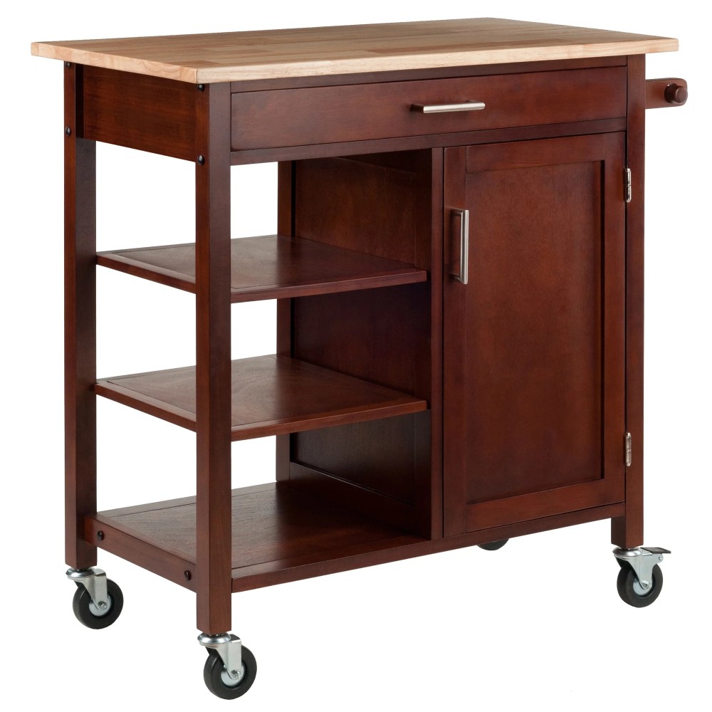 Winsome Wood Marissa Utility Kitchen Cart,Two-Tone,Natural & Walnut Finish