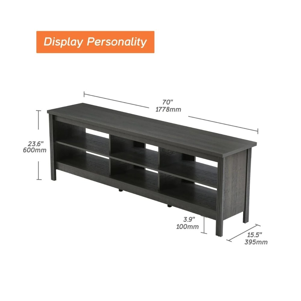 WAMPAT 70" Farmhouse TV Stand for TVs Up to 75 Inch,Wood TV Console with 16 Color LED Light for Living Room,Bedroom,Black - Image 7