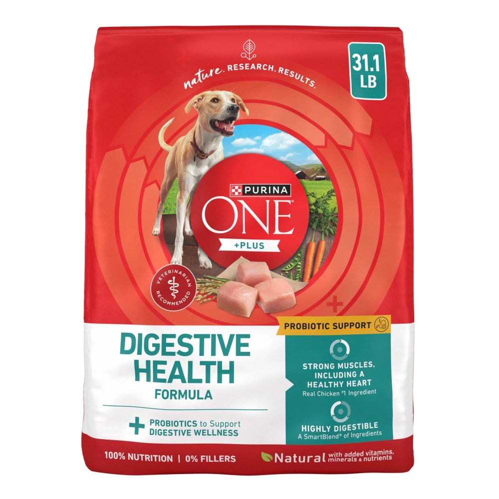 Purina One Plus Dry Dog Food for Adult Dogs,  High Protein,  Sensitive Stomach,  Chicken,  31.1 lb Bag