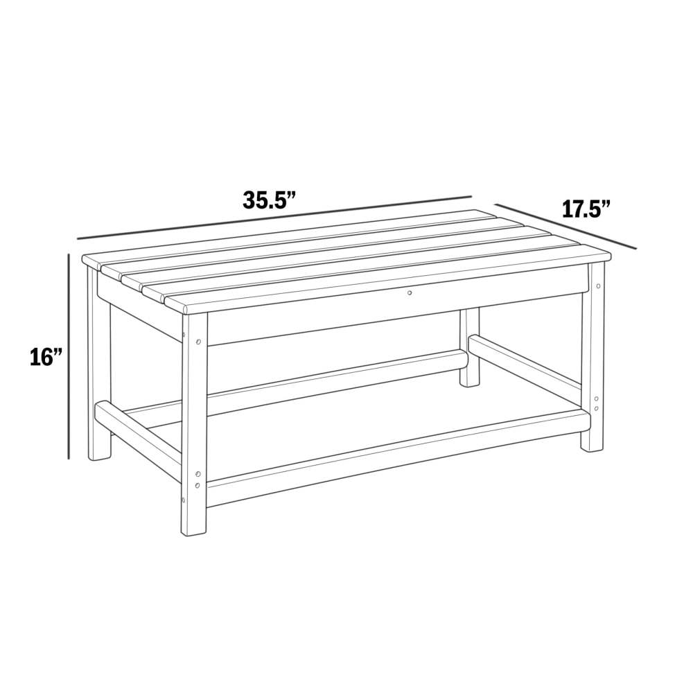 Westin Outdoor 35" Inch Adirondack Coffee Table for Patio Backyard UV Weather Resistant HDPE Plastic,White