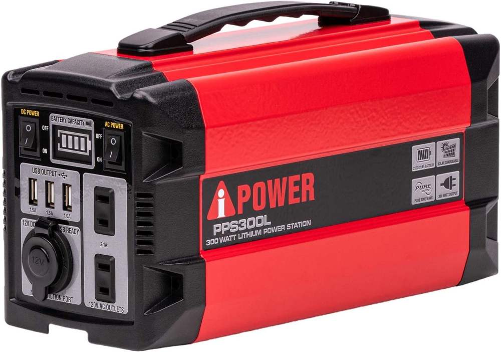 A-iPower Portable Power Station 300W with Lithium-Ion Battery,Solar Powered Outdoor Generator for Home Emergency,CPAP,Camping & Fishing