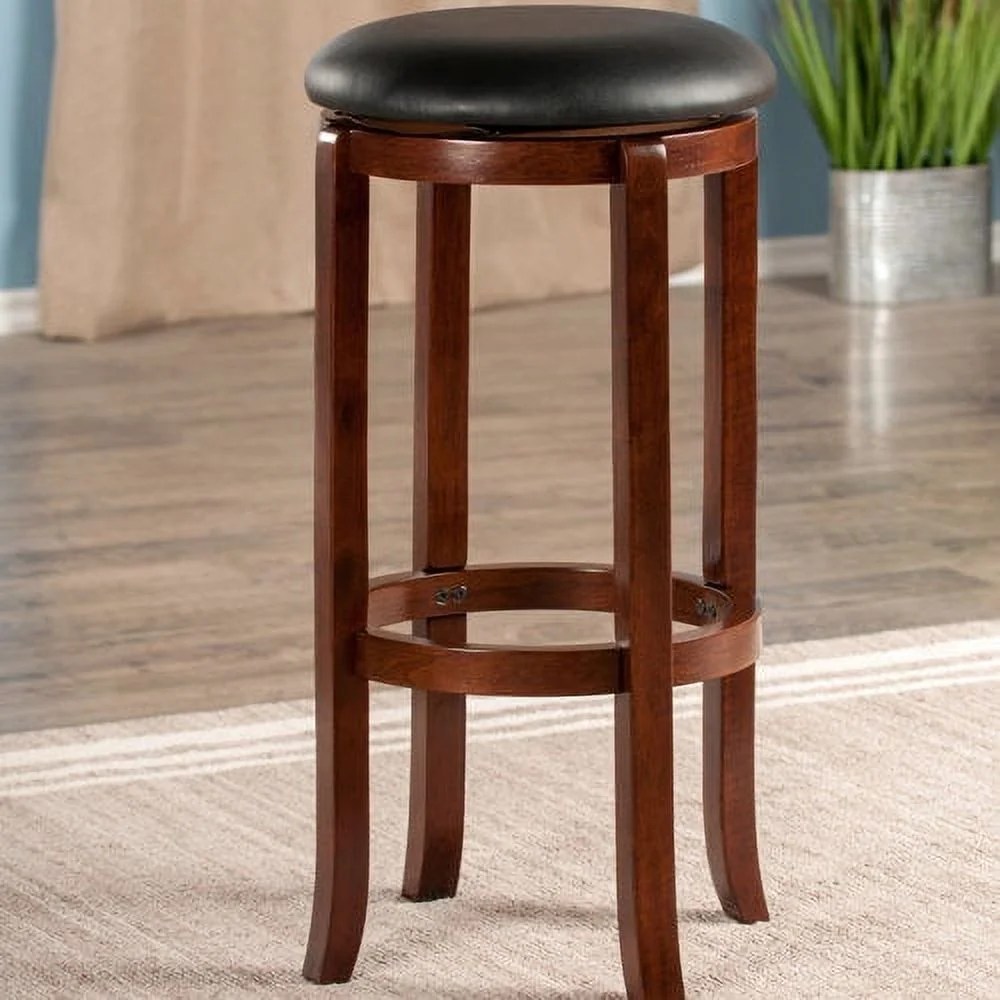 Winsome Wood Walcott Swivel Seat Bar Stool,Black & Walnut - Image 5