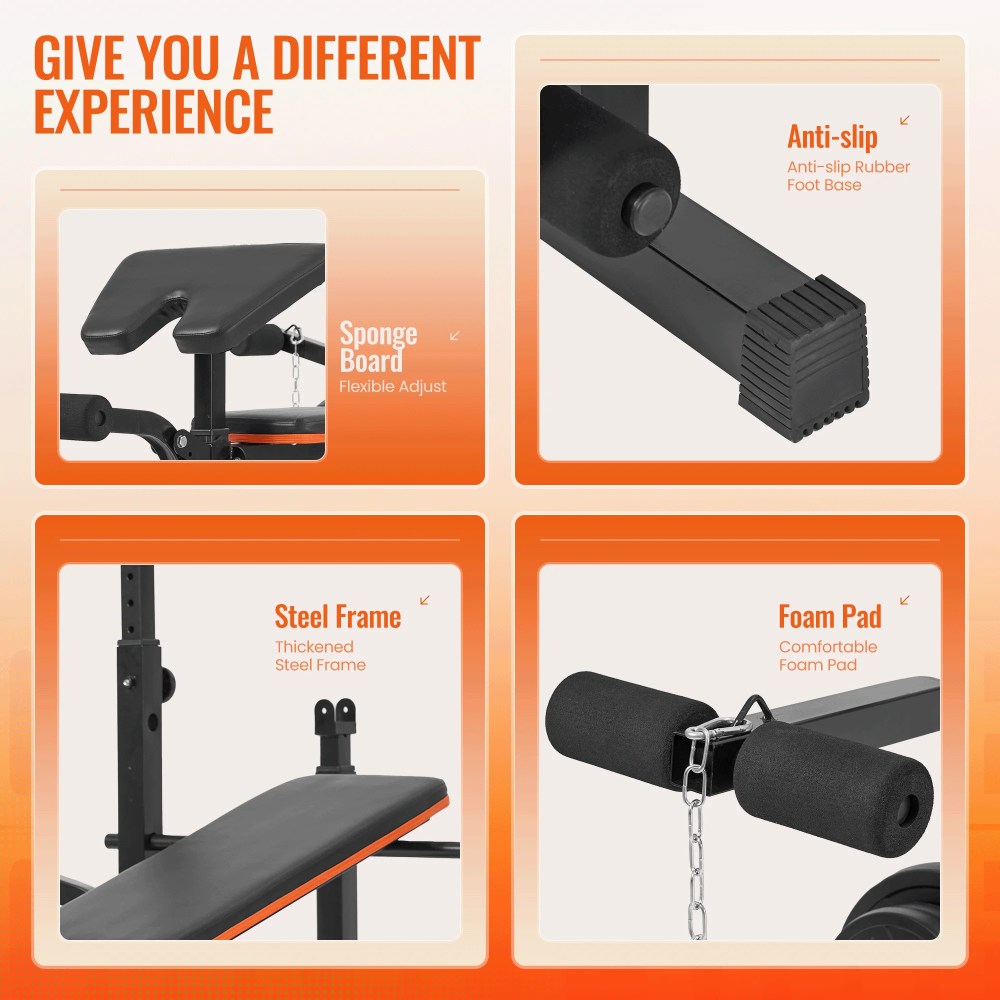 GASKY Adjustable Weight Bench 600lbs 7-in-1 Foldable Multi-Function Workout Bench Set with 2 Barbell Rack & Leg Extension for Full Body Strength Training Home/Gym Gifts for Him - Image 7