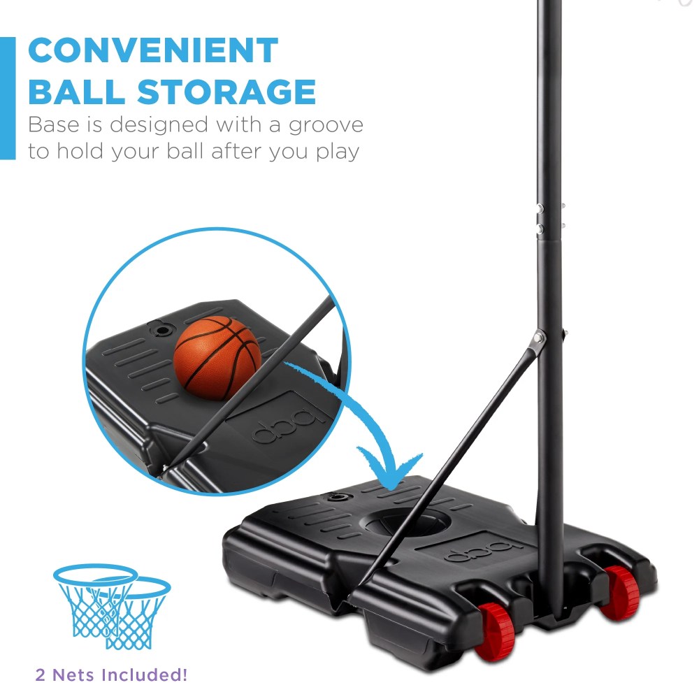 Best Choice Products Kids Height-Adjustable Basketball Hoop, Portable Backboard System w/ 2 Wheels - American Flag - Image 7