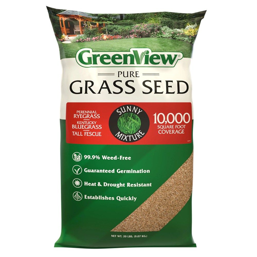 GreenView Pure Grass Seed Sunny Mixture, 20 lb. Bag-Covers up to 10, 000 sq. ft.