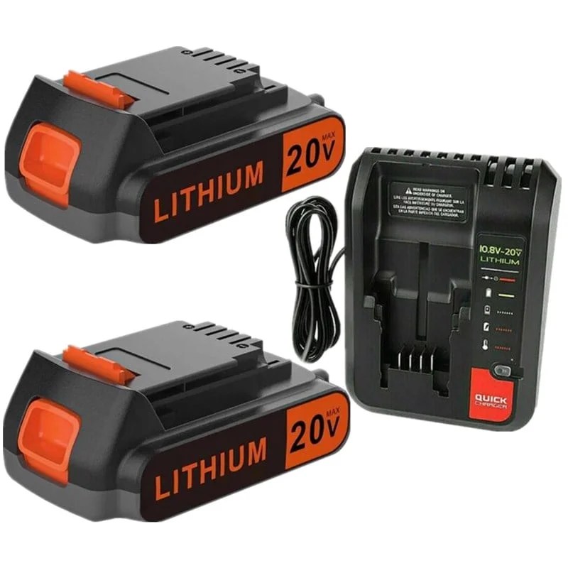 2 Packs 20V 3.6Ah Battery and Charger Replacement for Black and Decker 20v Max LBXR20 LB20 LBX20 LBX4020