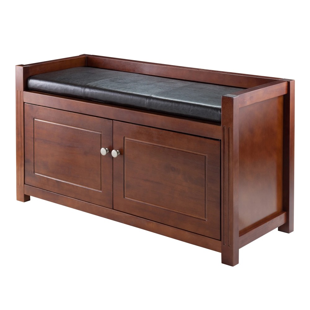 Winsome Wood Charleston 2-Pc Set,Storage Bench & Faux Seat Cushion,Espresso & Walnut Finish