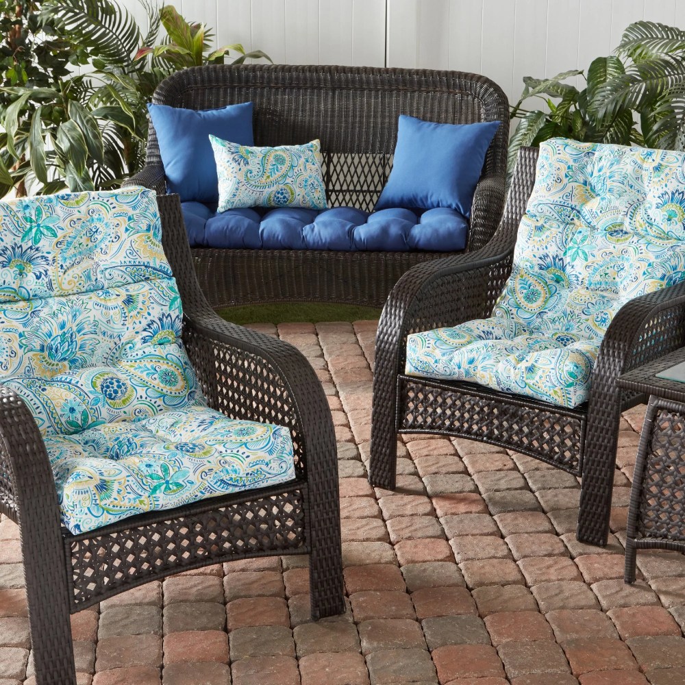 Palm Leaves White 44 x 22 in. Outdoor High Back Chair Cushion (2-Pack) by Greendale Home Fashions - Image 88