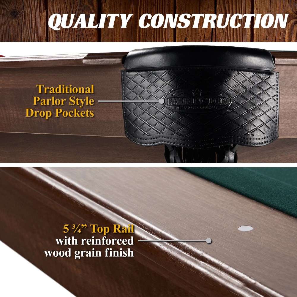 7.25 ft Winstead Pool Table - Full Size Billiard Table with Complete Accessories Set, Green, by Barrington Billiards - Image 9