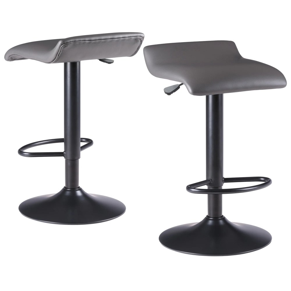 Winsome Wood Tarah 2-Pc Adjustable Swivel Stool Set,Black & Slate Gray Finish