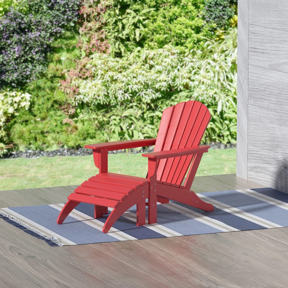 Westin Outdoor Adirondack Patio Chair with Ottoman Footrest,Red - Image 3