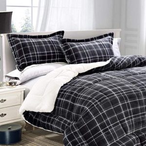 Elegant Comfort 1500 Premier Hotel Collection Queen Comforter Set Gray Plaid
