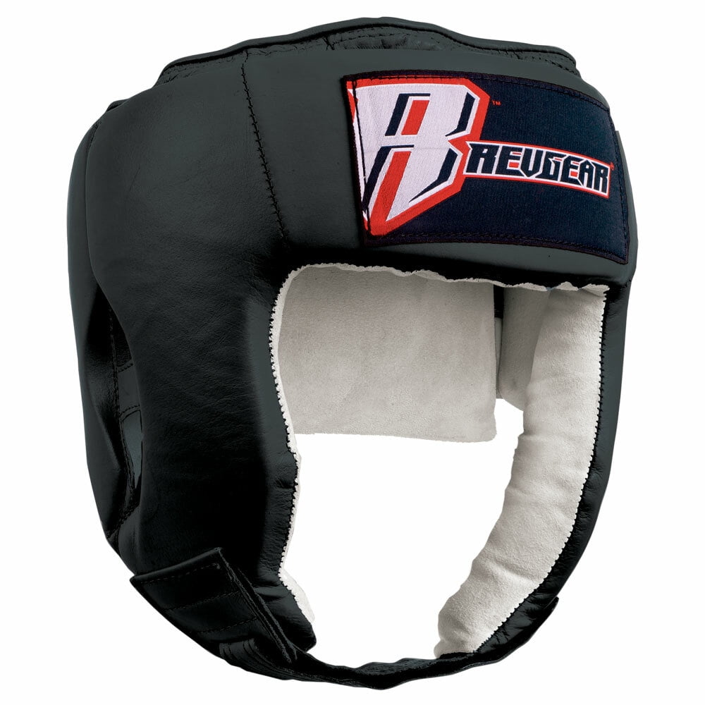 Open Face Leather Headgear - Black
