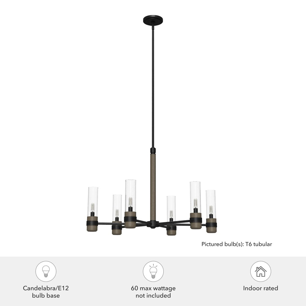 Hunter - River Mill 6-light Rustic Iron, Large Chandelier, Dimmable, Rustic Style, Candle Shaped, for Bedrooms, Dining, Living Rooms - 19476 - Image 3