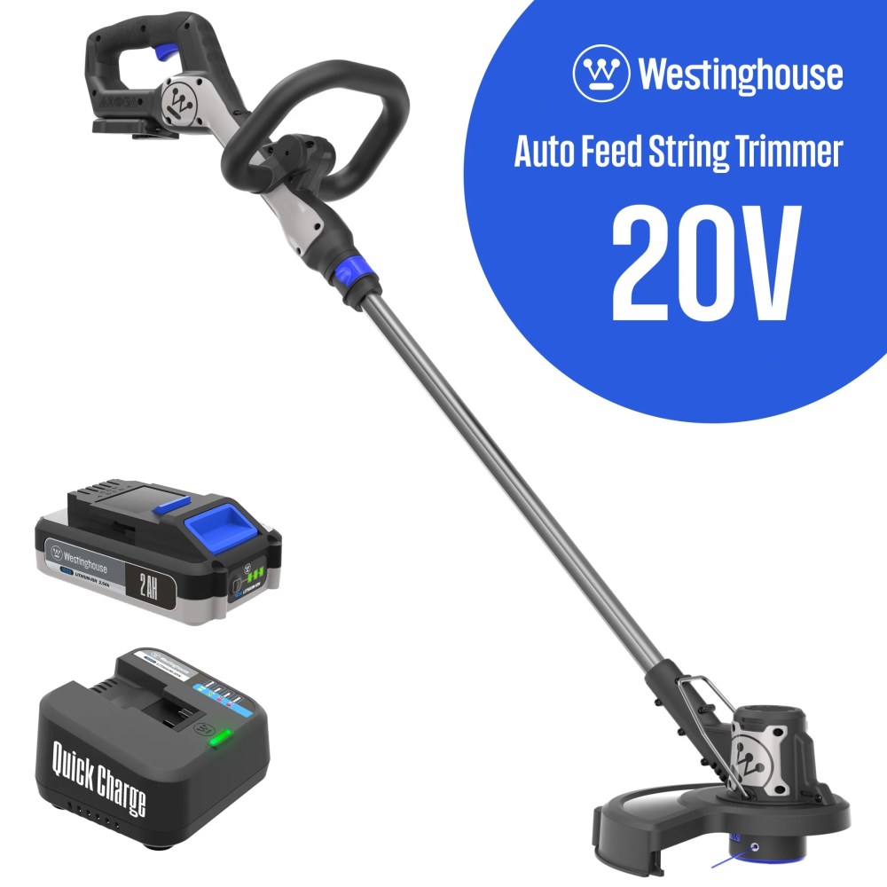 Westinghouse 20V 2-in-1 Cordless String Trimmer and Edger,12 Inch Cutting Path with 2.0Ah Battery and Charger
