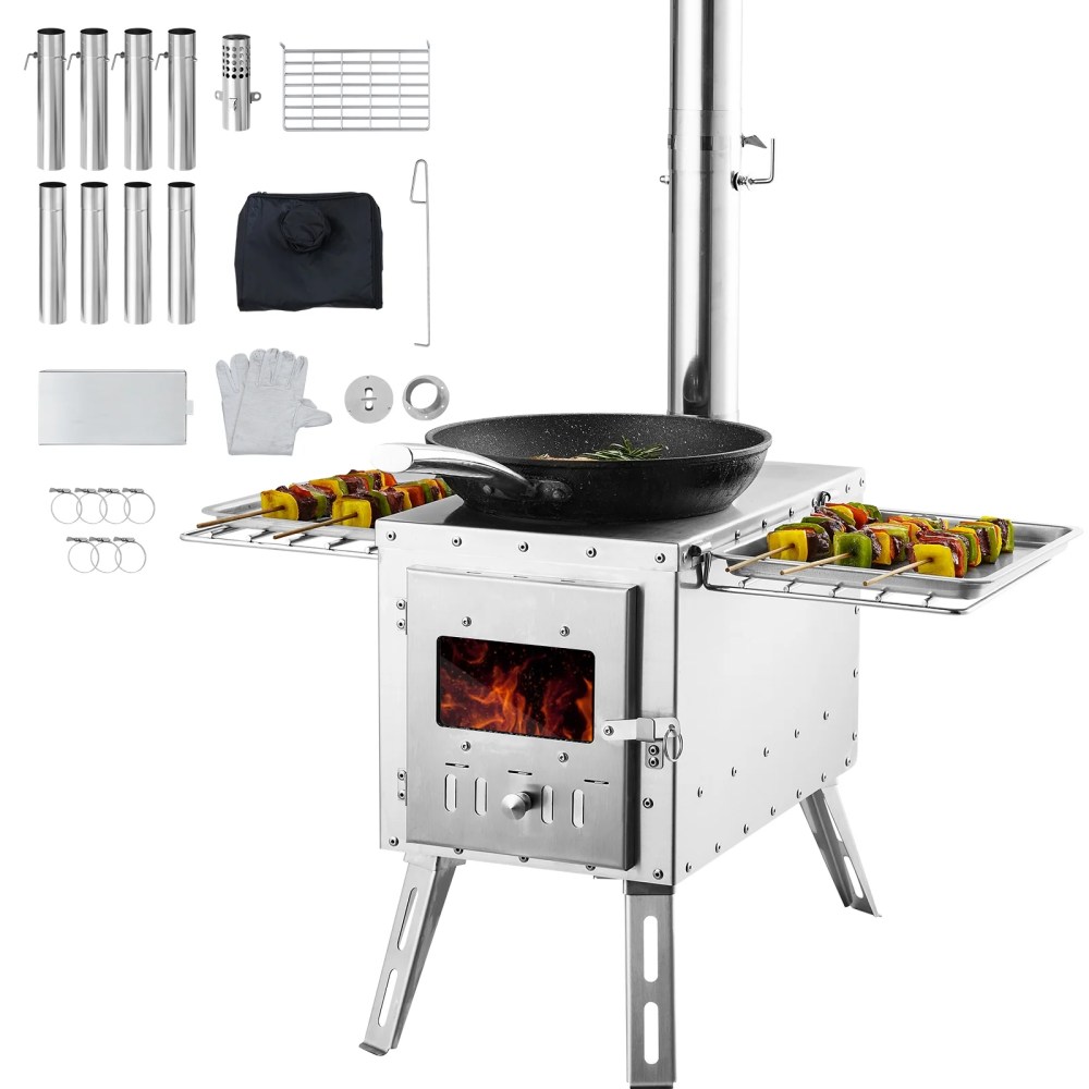 VEVOR Portable Wood Stove Camping Tent Stove Outdoor-1646in, 54 lbs, Red - Image 3