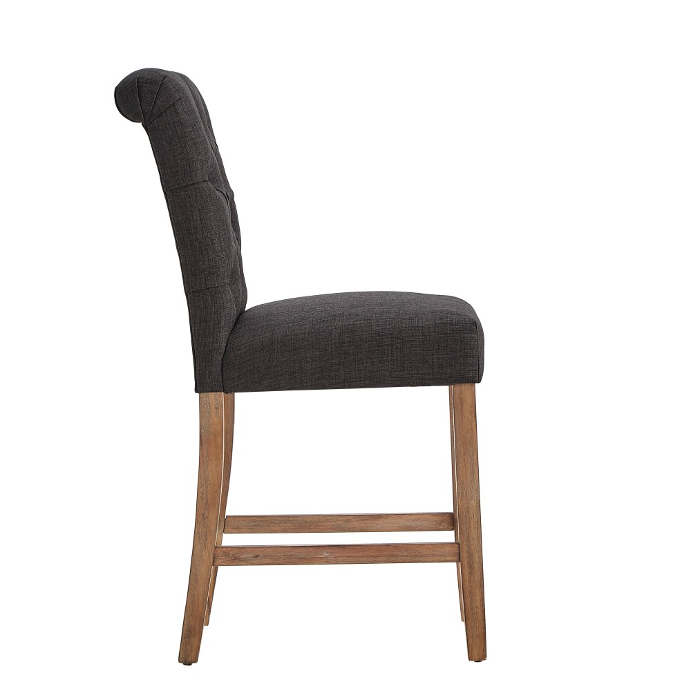 Weston Home Santine Tufted Rolled Back 24" Counter Height Stools,Set of 2,Dark Grey - Image 5