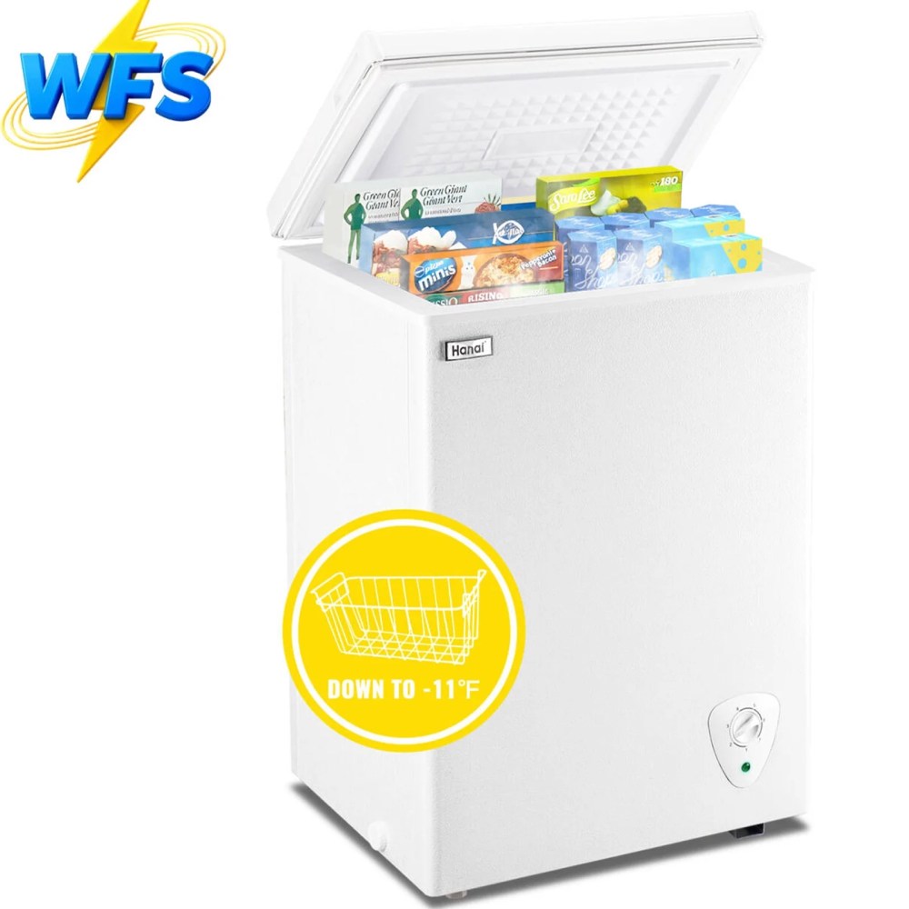 WANAI 3.5 Cu.ft Chest Freezer Small Deep Freeze with 7 Gears Temp Control Office Dorm Kitchen White