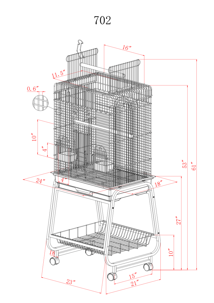 A and E Cage Co. 22"x18" Play Top Cage - Black - Image 6