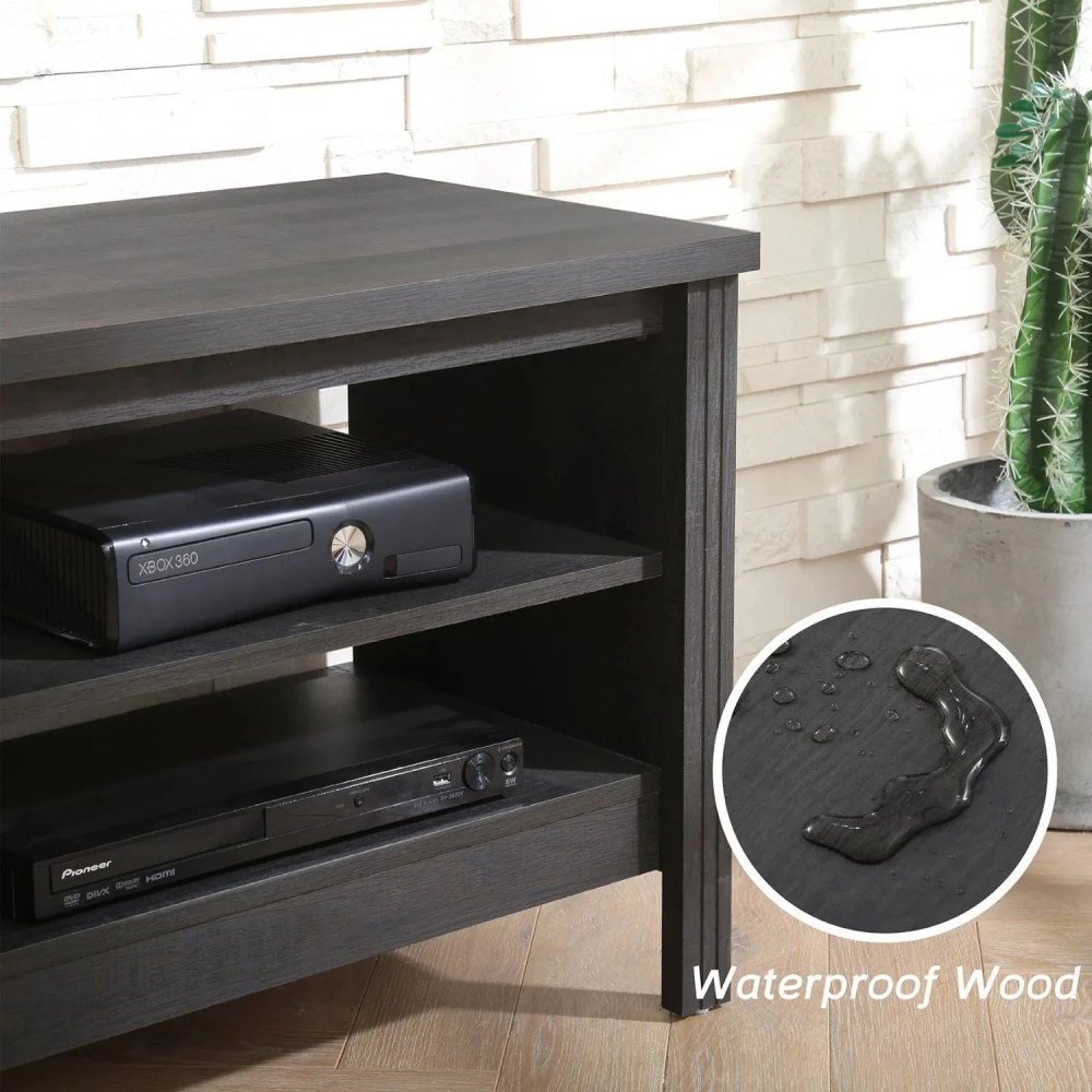 WAMPAT 70" Farmhouse TV Stand for TVs Up to 75 Inch,Wood TV Console with 16 Color LED Light for Living Room,Bedroom,Black - Image 2