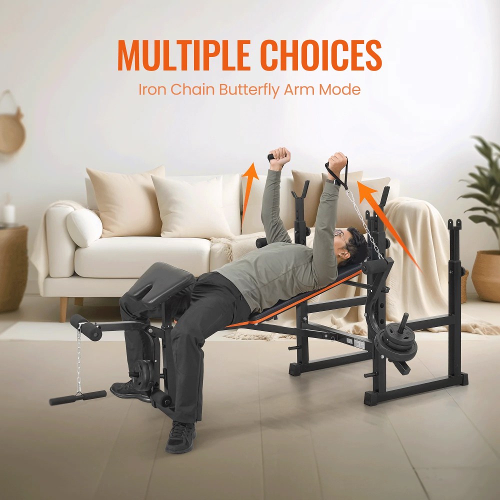 Naipo 7-in-1 Weight Bench with Dual Barbell Racks Adjustable Weight Bench 5-Level Height 4-Level Backrest Weight Bench Set for Home Gym 600lbs Full Body Workout(Not Include Dumbbells) - Image 3