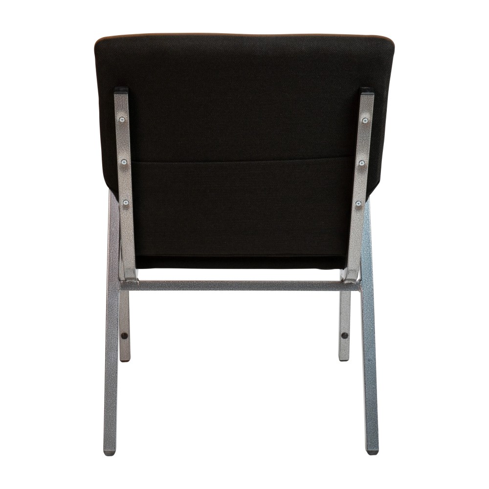 Flash Furniture HERCULES Series 21"W Stacking Wood Accent Arm Church Chair in Black Fabric - Silver Vein Frame - Image 4